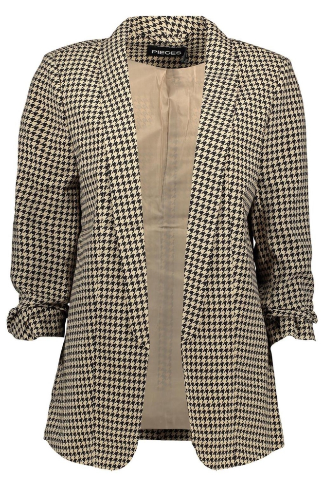 PCBOSELLA 3/4 PRINTED BLAZER NOOS B 17126850 WHITE PEPPER/HOUNDSTOOT